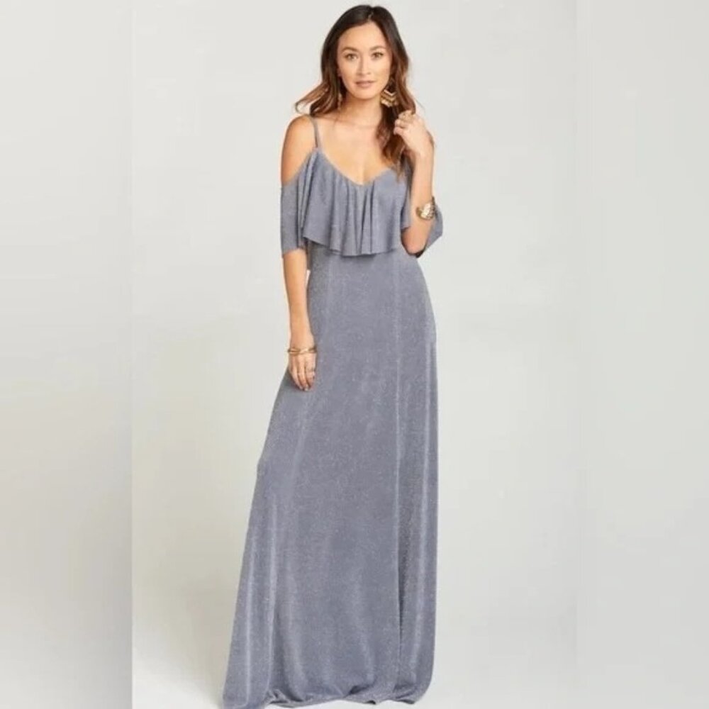 Show Me Your Mumu Dress Womens Small Renee Maxi Ruffle Dancing Queen Shine Smoke